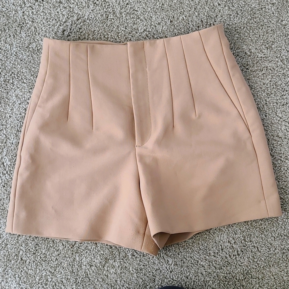 ZARA high-waisted pleated shorts